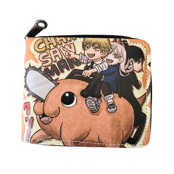 Japanese Anime Chainsaw Man Characters One Size Leather Purse Orange Wallet - Picture 1 of 3